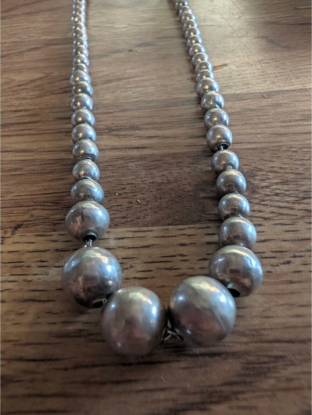 Vintage Sterling Silver Beaded Necklace with Clasp